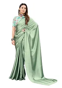 Avirat Designer Studio? Women's Satin Saree (Light Green)-thumb3