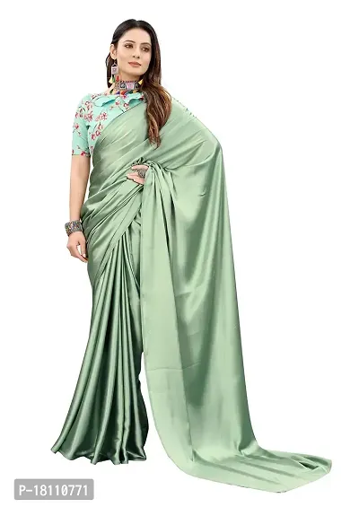 Avirat Designer Studio? Women's Satin Saree (Light Green)-thumb4