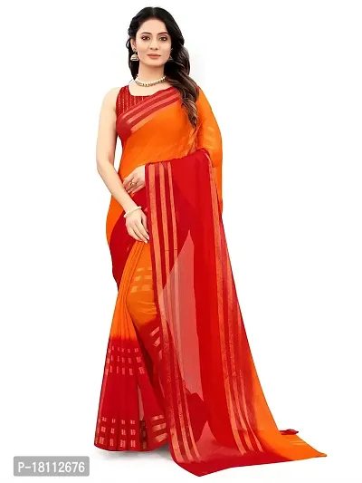 Daily Wear Chiffon Saree (RED AND YELLOW)