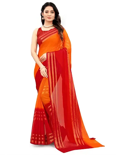 Woven Daily Wear Chiffon Saree (dark yellow)