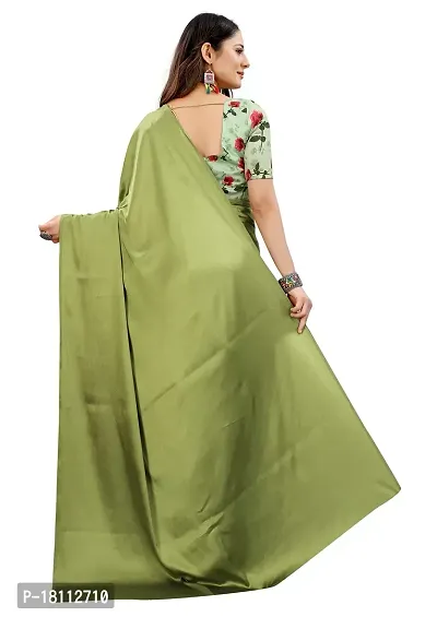 Avirat Designer Studio? Women's Satin Saree (Green)-thumb3