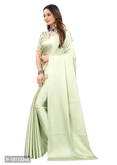 Avirat Designer Studio? Women's Satin Saree (Off White)-thumb2