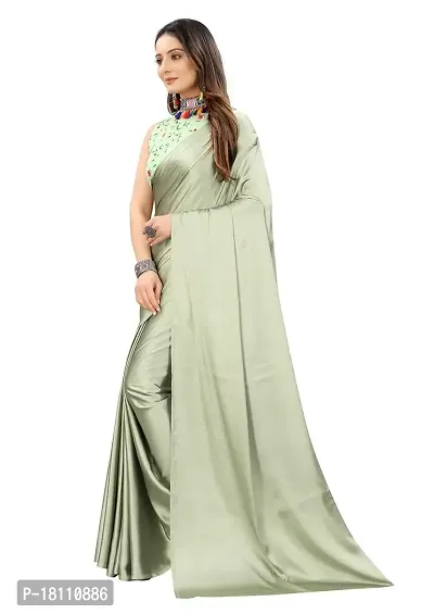 Avirat Designer Studio? Women's Satin Saree (Beige)-thumb2