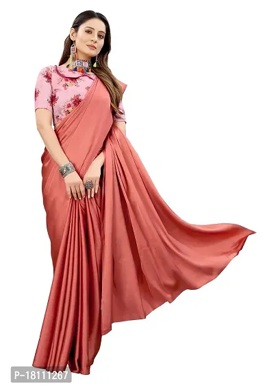 Avirat Designer Studio? Women's Satin Saree (Red)-thumb4