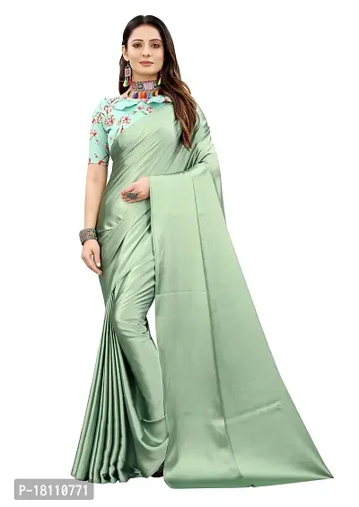 Avirat Designer Studio? Women's Satin Saree (Light Green)-thumb0