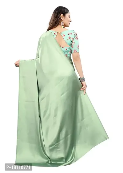 Avirat Designer Studio? Women's Satin Saree (Light Green)-thumb3