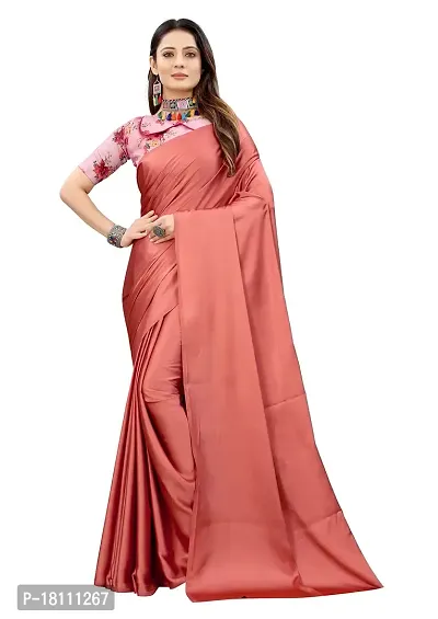 Avirat Designer Studio? Women's Satin Saree (Red)-thumb0