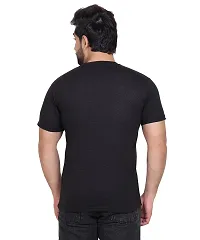 Stylish Black Cotton Solid Round Neck Tees For Men-thumb2