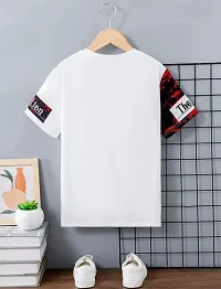 Trendy White Cotton Printed Round Neck Tees For Men-thumb1