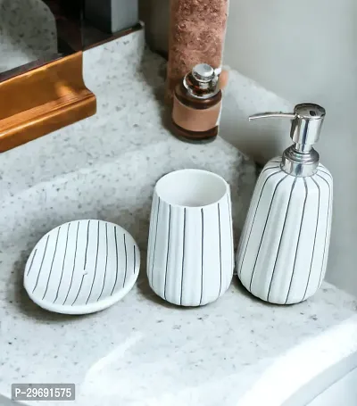 Musk Melon White Ceramic Bathroom Accessories Set, Combo-thumb3