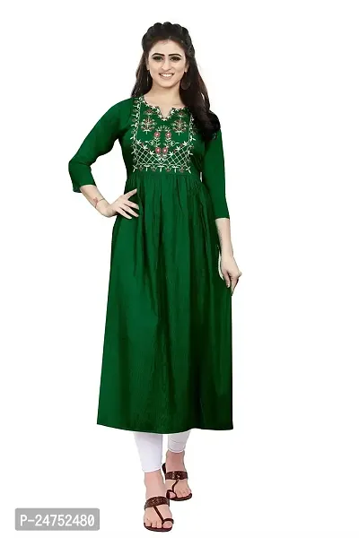 Akshu Women's Multi Embroidery Kurti in Rayon Fabric with Multi Color Work-thumb0