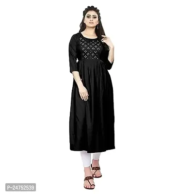 Akshu Women's Multi Embroidery Kurti in Rayon Fabric with Mirror Work