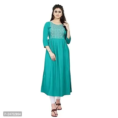 Akshu Women's Multi Embroidery Kurti in 14KG Rayon Fabric-thumb0