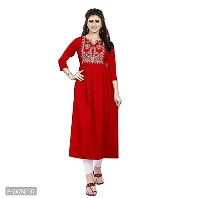 Akshu Women's Multi Embroidery Kurti in Rayon Fabric with Multi Color Work