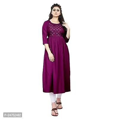 Akshu Women's Multi Embroidery Kurti in Rayon Fabric with Mirror Work