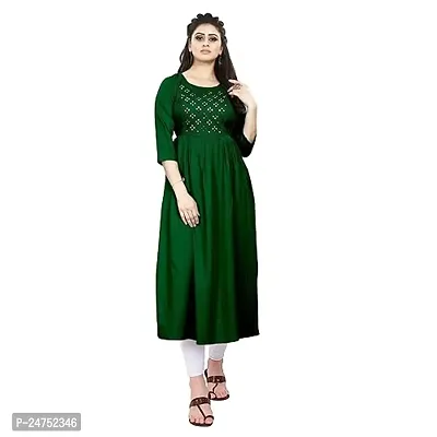 Akshu Women's Multi Embroidery Kurti in Rayon Fabric with Mirror Work