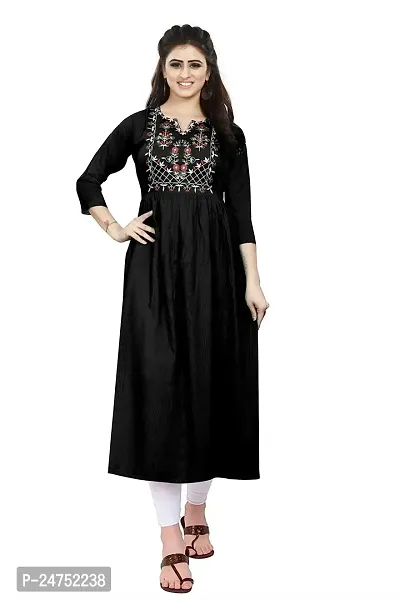 Akshu Women's Multi Embroidery Kurti in Rayon Fabric with Multi Color Work-thumb0