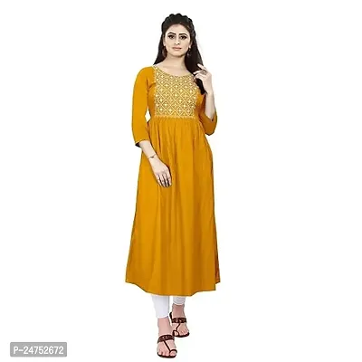 Akshu Women's Multi Embroidery Kurti in 14KG Rayon Fabric