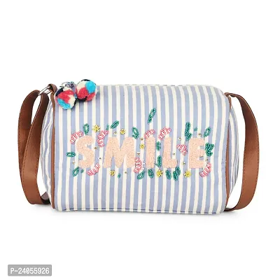 Stylish Blue Cotton Printed Handbags For Women