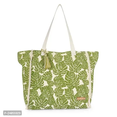 Stylish Green Cotton Printed Handbags For Women