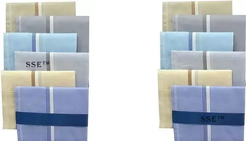 Aenon Fashion 100% Cotton Handkerchief For Men Premium Collection (Pack of 12)