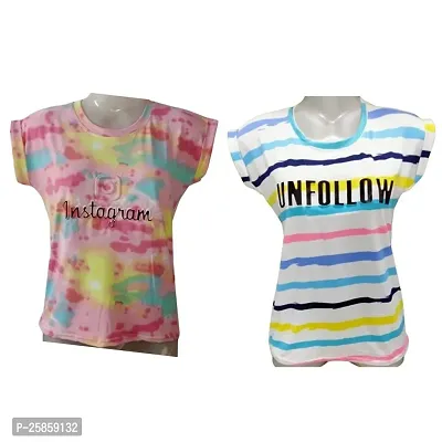 Fabulous Cotton Blend Dyed T-Shirts For Women- Pack Of 2