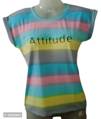 Fabulous Cotton Blend Striped T-Shirts For Women