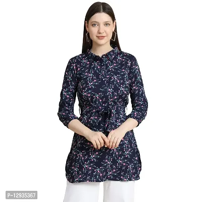 KERI PERRY Women's Polyester Western Top(Navy Blue)
