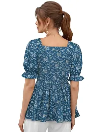 KERI PERRY Elegant Blue Georgette Floral Print Top For Women-thumb4