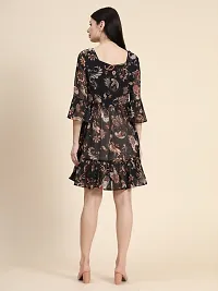 Stylish Black Chiffon Paisley Print Fit And Flare Dress For Women-thumb4