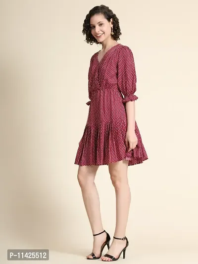 Classy Polyester Polka Dot Print Dress For Women-thumb4