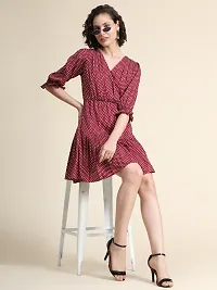 Classy Polyester Polka Dot Print Dress For Women-thumb1