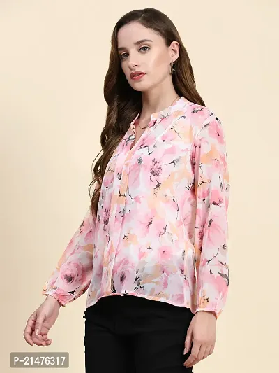 Elegant Pink Georgette Floral Print Top For Women-thumb5