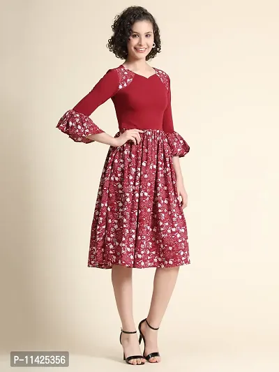 Classy Lycra Floral Printed Dress For Women-thumb3