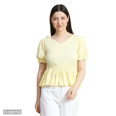 KERI PERRY Women's Polyester Western Top(Yellow)
