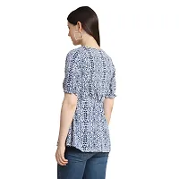 KERI PERRY Women's Polyester Western Top(White  Navy Blue)-thumb4