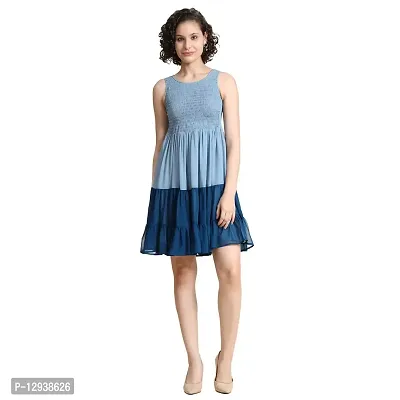 Buy Toochki Women's Pastel Blue Georgette Solid Fit & Flared Western Dress  | Dress for Women | A line Dress | Winter Dress | Western Dress | Latest  Women Dress | Trendy