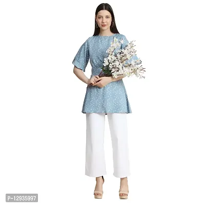 KERI PERRY Women's Polyester Western Top(Sky Blue & White)-thumb2