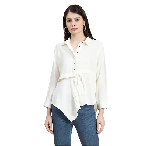 KERI PERRY Women's Polyester Western Top(White) Tops for Women, Tops