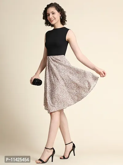 Classy Polyester Floral Printed Dress For Women