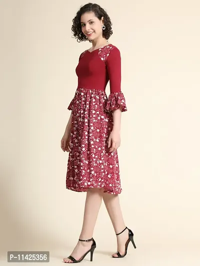 Classy Lycra Floral Printed Dress For Women-thumb4