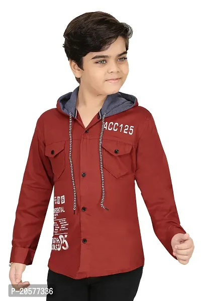 Buy Stylish Brown Cotton Blend Printed Shirt For Boys Online In