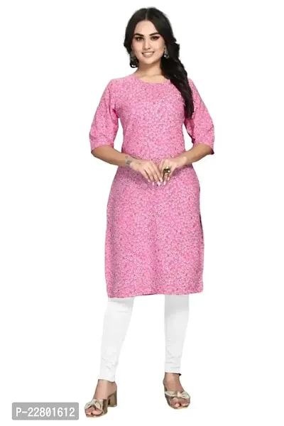 Charbhuja Women's Crepe Soild (Round Neck) Kurta-thumb0