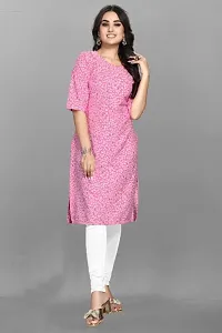 Charbhuja Women's Kurta Crepe Soild Round Neck Stylish Fashionable Kurti for Women  Girls-thumb4