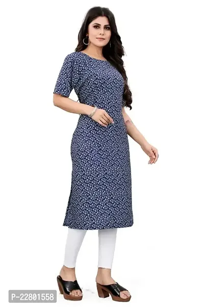 Charbhuja Women's Kurta Crepe Soild Round Neck Stylish Fashionable Kurti for Women  Girls-thumb2