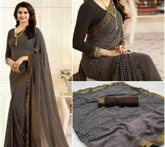 Georgette Printed Bollywood  Sarees with Blouse piece