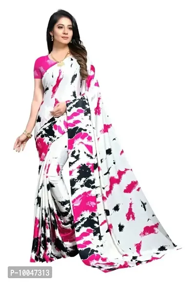 Beautiful Printed Georgette Saree With Blouse Piece For Women-thumb0