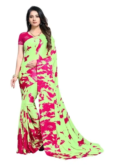 RekhaManiyar Women's Shibori Printed Satin Saree With Unstitched Blouse