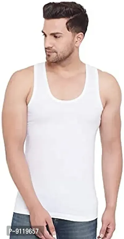 yamkay Men's Cotton White Vest - Pack of 5 90 cm-thumb3