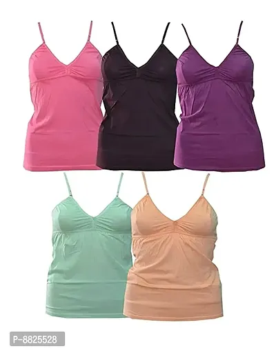 Women Adjustable Multicolor Bra Camisole Pack of 5